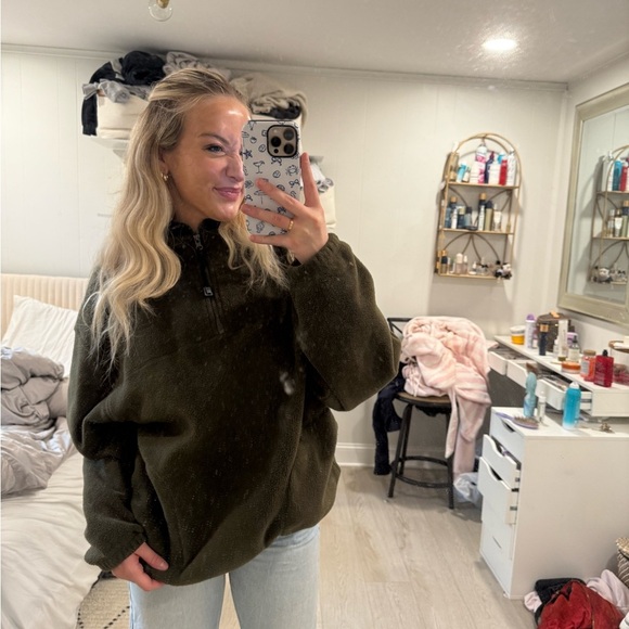 navy green fleece L - Picture 4 of 14